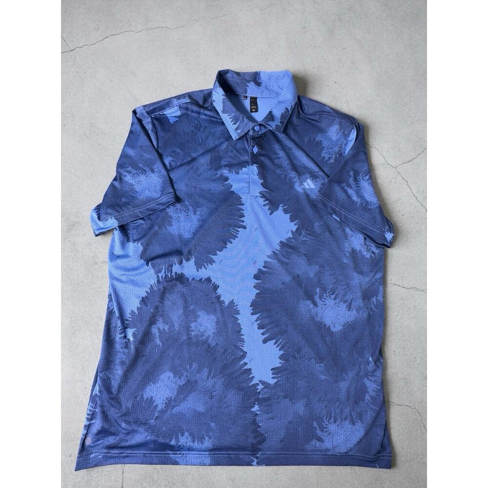 Adidas Men’s XL Blue Floral Golf Polo Performance Mesh Climalite Shirt